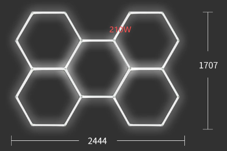 ETOP Custom Size 6500K Hexagon LED Honeycomb Light 110V-240V Aluminum Body for Auto Detailing Workshop Garden Ceiling Lighting
