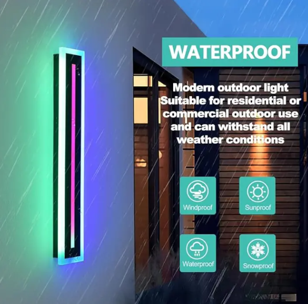 FITMAN 110V 220V RGB Color Changing IP65 LED Wall Light Linear Long Strip Outdoor Wall Lamp With Remote Control