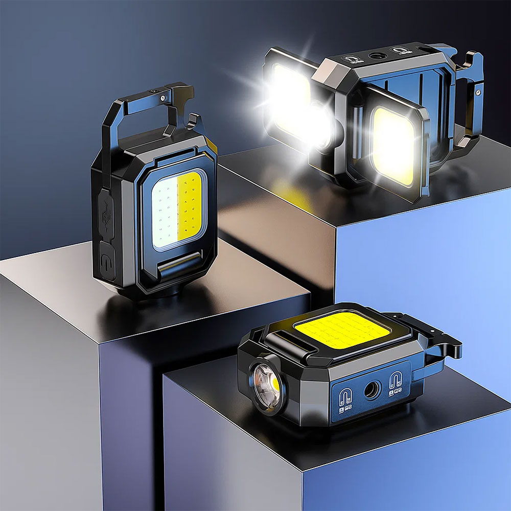 TAIKOO COB LED Work Light Rechargeable Magnetic Inspection Lamp for Car Repair Mini Work Light Keychain Flashlight for Outdoor