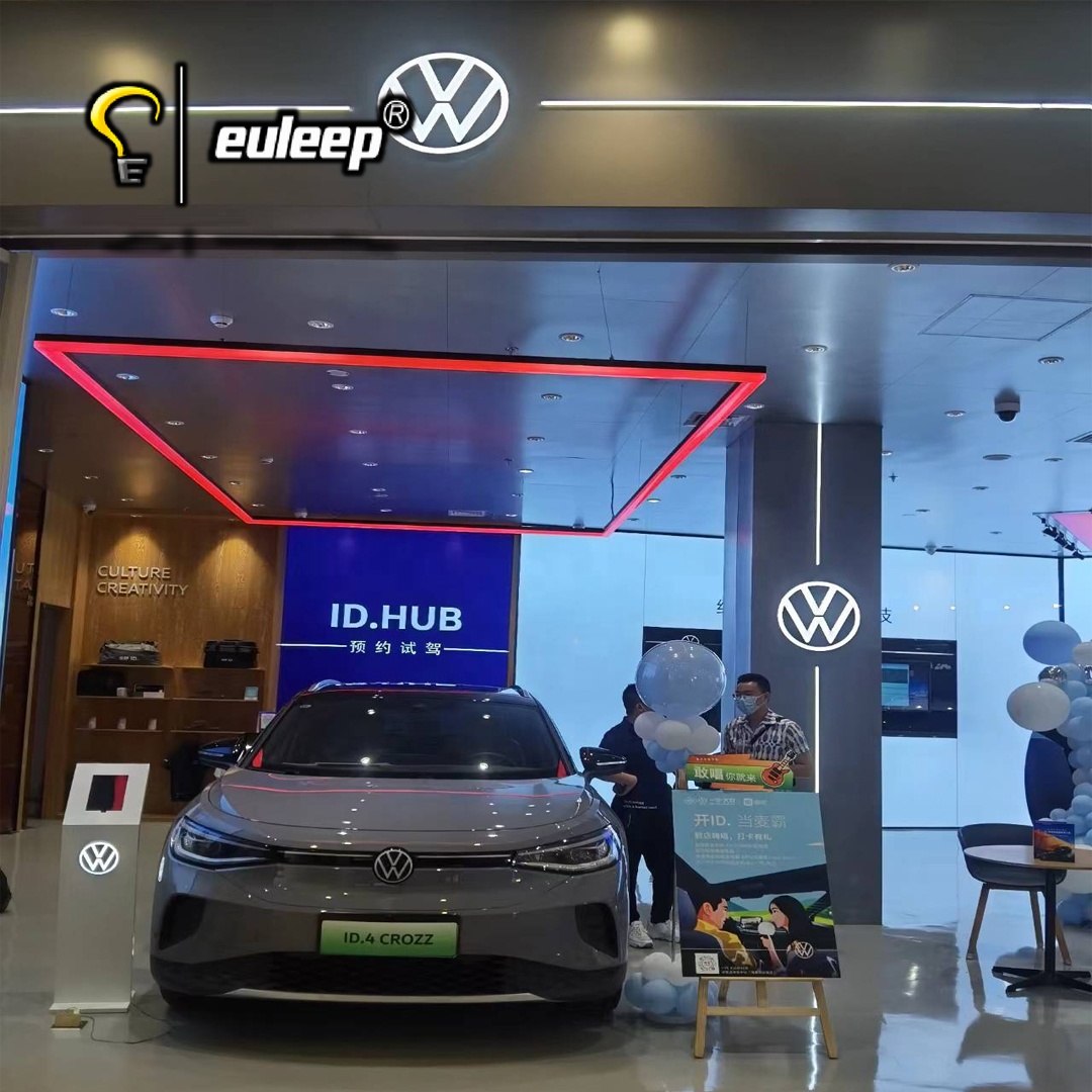custom linear light RGB RGBW colour changing ring hexagon rectangle for auto car shop ceiling design led light garage lighting