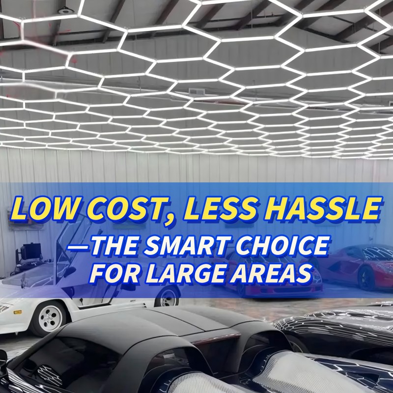 Auto Detailing LED Lights 15x Honeycomb Hexagonal Garage Lamps Cold White Bright Car Wash Showroom Workshop for Office Road Use