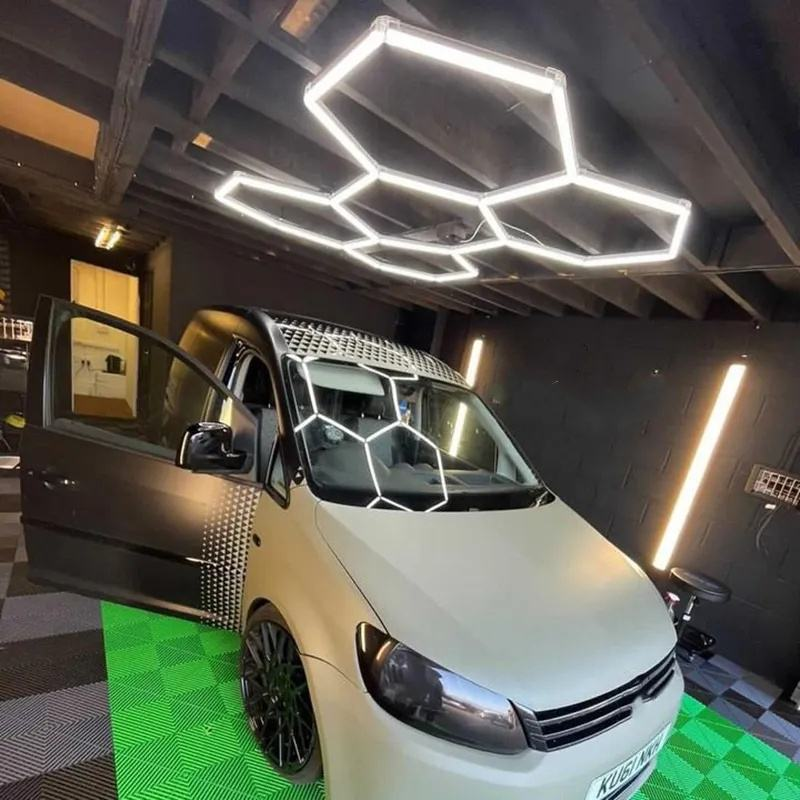 5-Hole RGB Honeycomb Grid LED Car Detailing Light Dust-Free Film Application Workshop Work Station Lamp Showroom Wash Garage