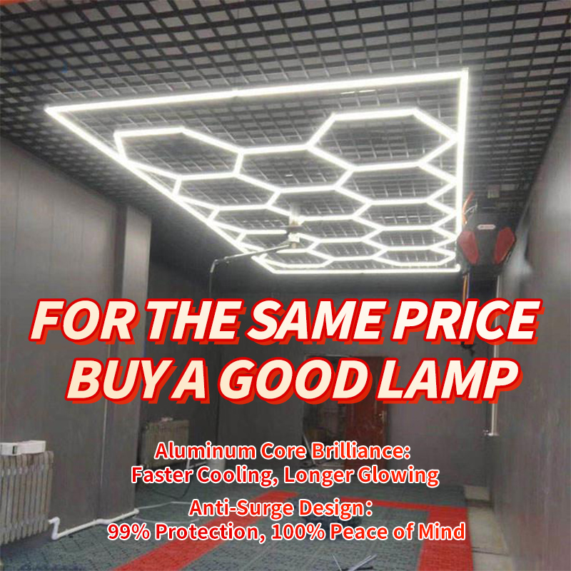 Auto Detailing LED Lights 15x Honeycomb Hexagonal Garage Lamps Cold White Bright Car Wash Showroom Workshop for Office Road Use