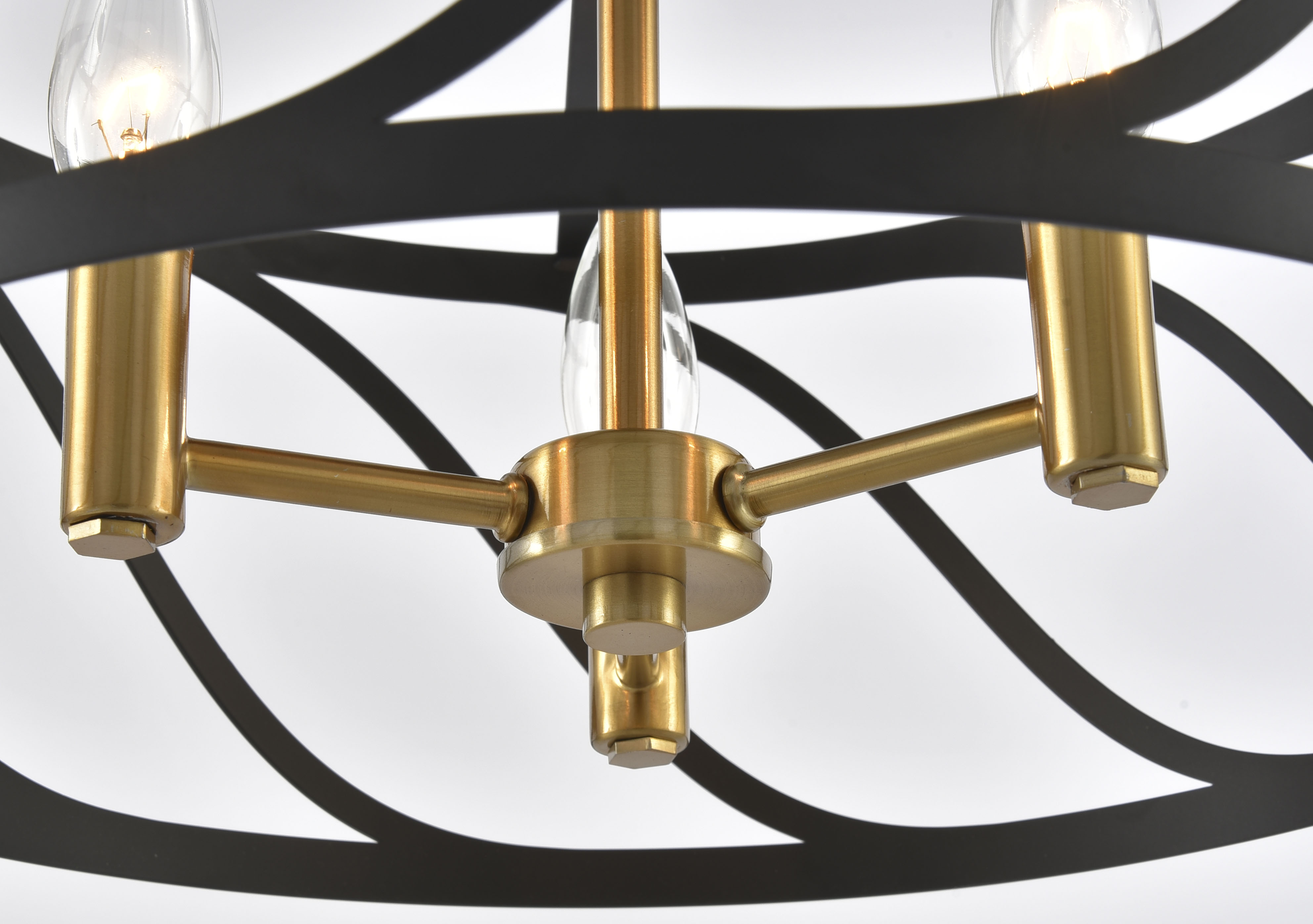 Geometric 3-Light Drum Semi Flush Mount Ceiling Light White Steel Cage Fixture Middle Size E12 Dimmable for Entryway Kitchen