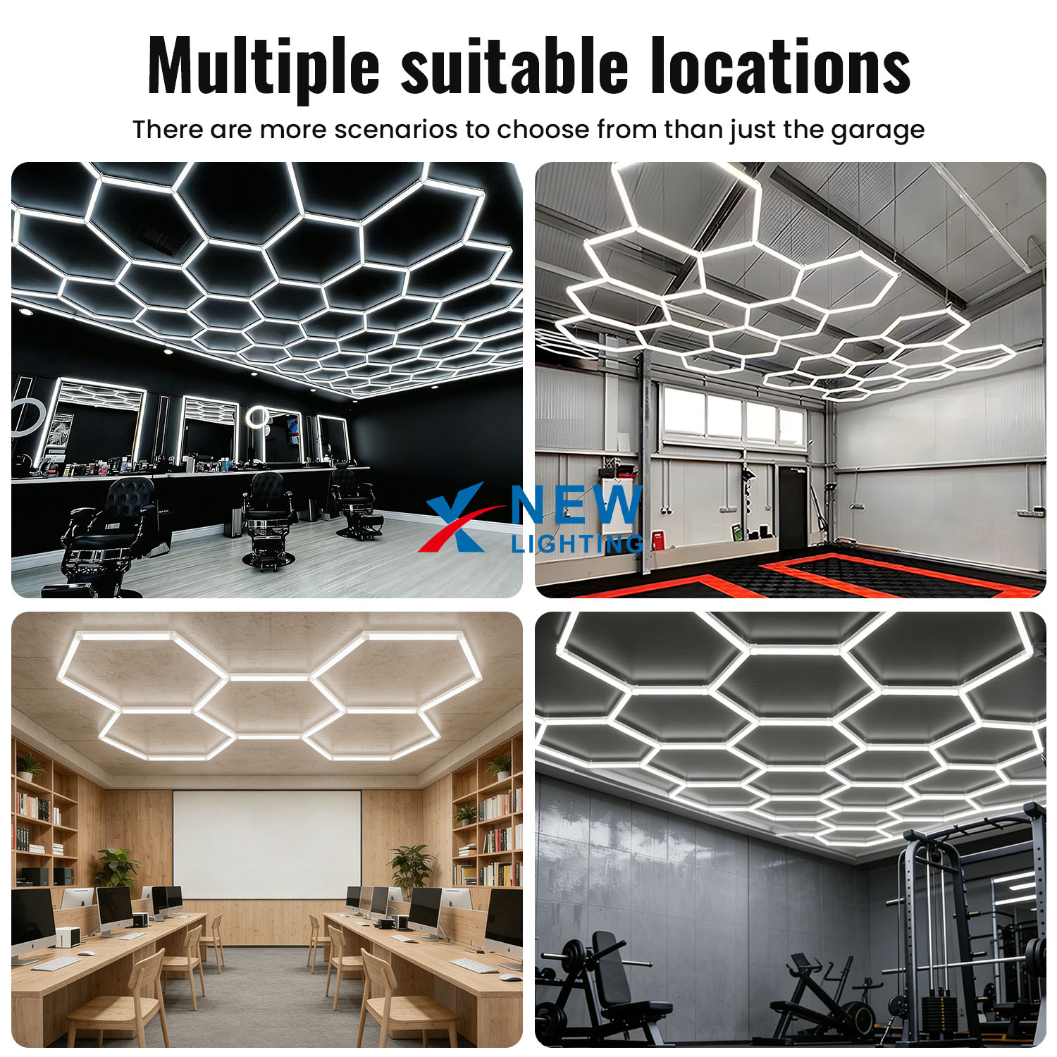 Auto Detailing LED Lights 15x Honeycomb Hexagonal Garage Lamps Cold White Bright Car Wash Showroom Workshop for Office Road Use