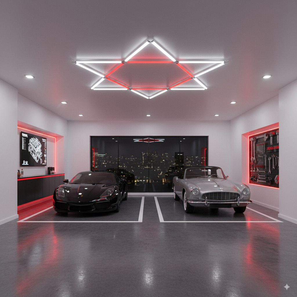 Hexagon Honeycomb Lamp for Car Wash & Workshop,LED Work Lights for Garage Ceiling Parking Garage Luminaires,hexagon Led Light