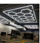 LED Hexagon Honeycomb Lights 672w 14 Hexagon Garage Light with Frame, 6500K for Auto Beauty Shop, Car Detailing Shop