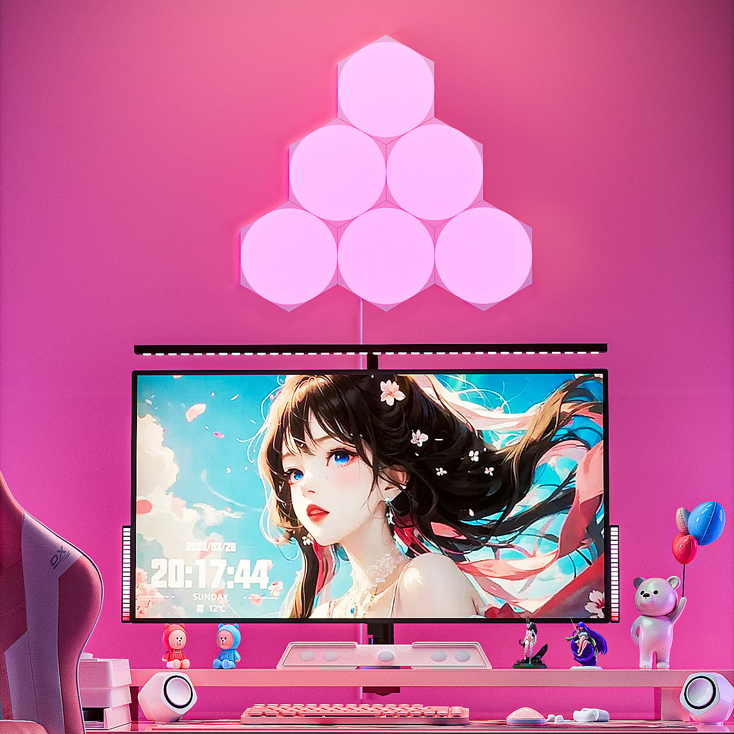 Ultra Thin Creative Smart Removable Wall Lamp Big Hexagon Honeycomb Led Light Music Rhythm Wifi Gaming Room Smart Light