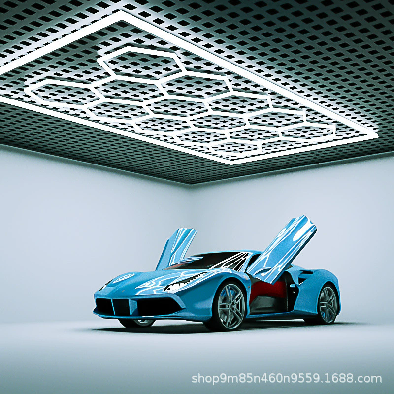 Hexagonal LED Light Garage roof Car Workshop Honeycomb Lights Automotive LED Working Detailing RGB Ceiling Lights
