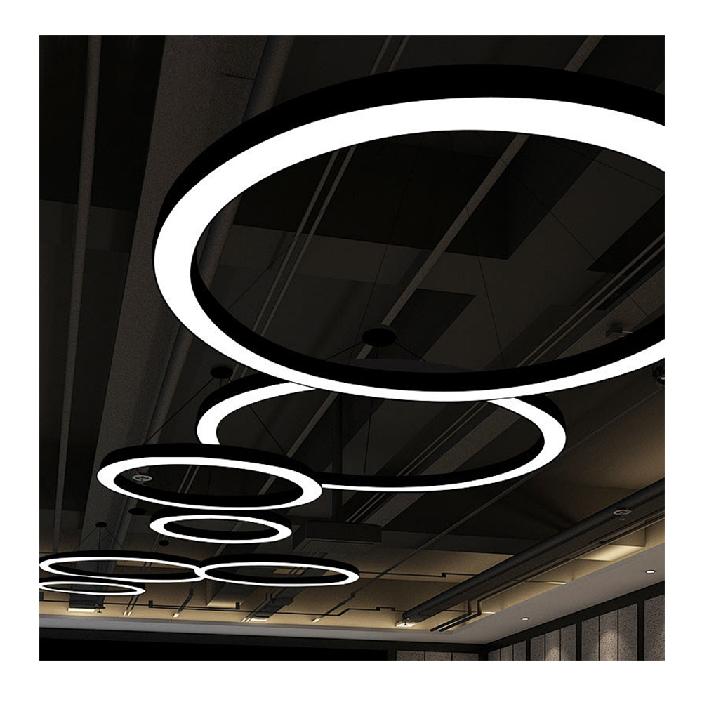 Modern Circle Linear Pendant Light Large Curve LED Ceiling Hanging Lamp C-shaped Chandeliers For Office School Supermarket