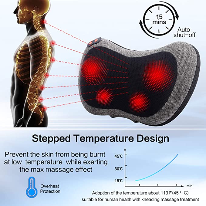 Electric Massage Pillow Car Home Massage Pillow Neck Back Shoulder Massager Pillow with Heat