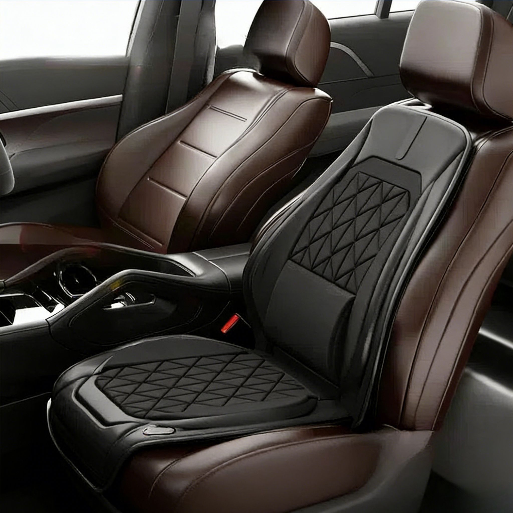 Universal Leather Car Heated Seat Cushion Graphene Technology Massage | Warm Keeping Lumbar Heater for Winter Driving Comfort