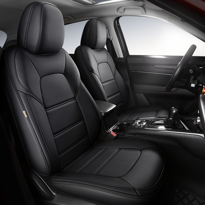 Modern All Season Auto Seat Cover Full Set Durable Breathable Black Five Seat Leather Car Seat Cover