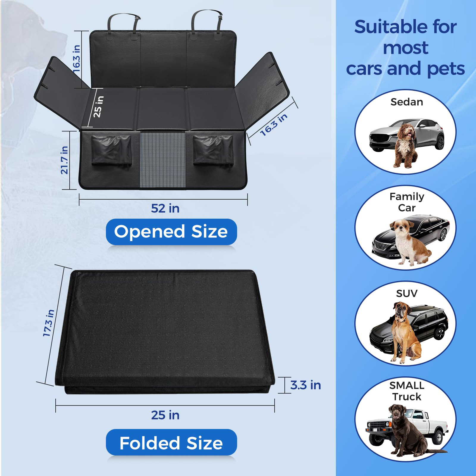 100% Waterproof PU Leather Dog Car Seat Cover for Back Seat with Hard Bottom Pet Backseat Cover Vehicle-mounted Doghouse