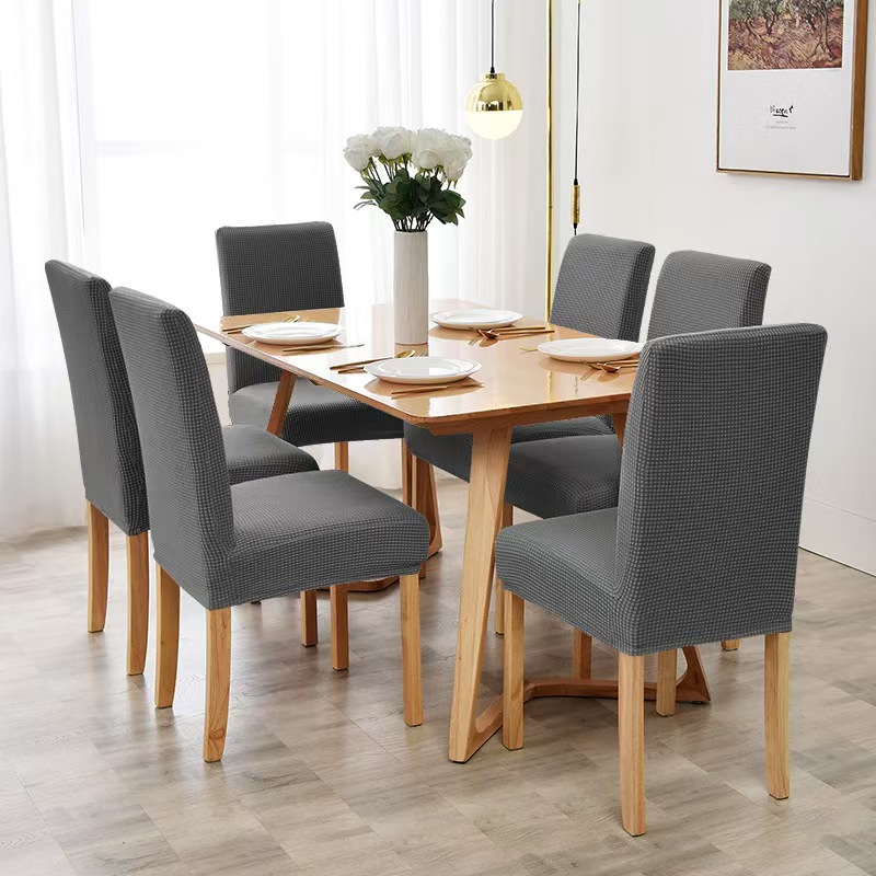 Dining Chair Slipcover Seat Protectors Foldable Chair Covers High Elastic Corn Grain Removable Jacquard Chair Cover