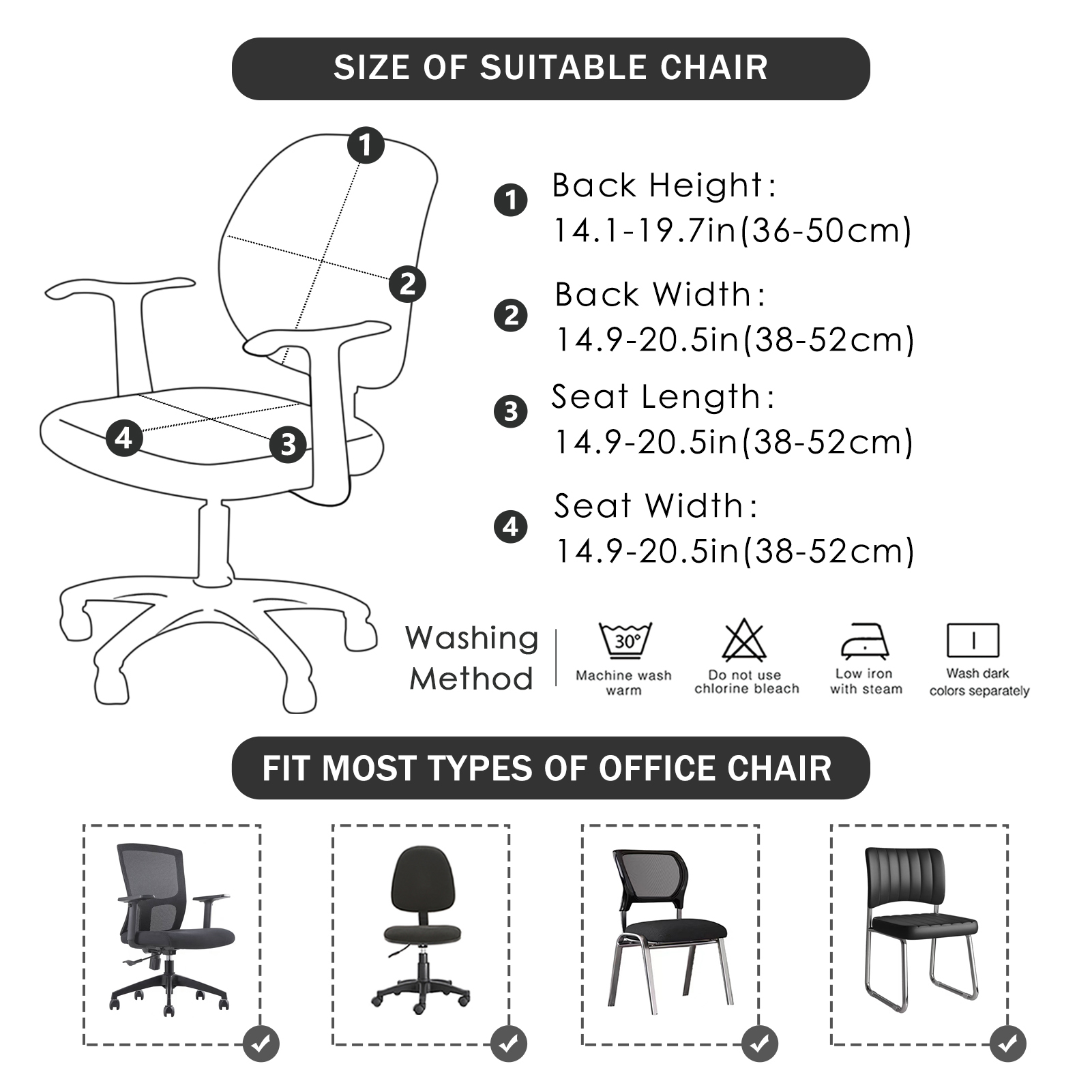 Elastic Stretch Universal Computer Armchair Chair Covers Solid Color Chair Protector(Seat Cover + Backrest Cover) Washable