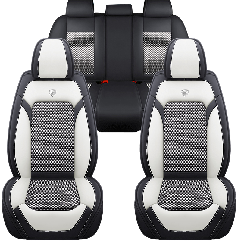 Custom logo Luxury Breathable Interior Accessory Ice Silk Universal Napa Leather Full Set Car Seat Cover Set for Car