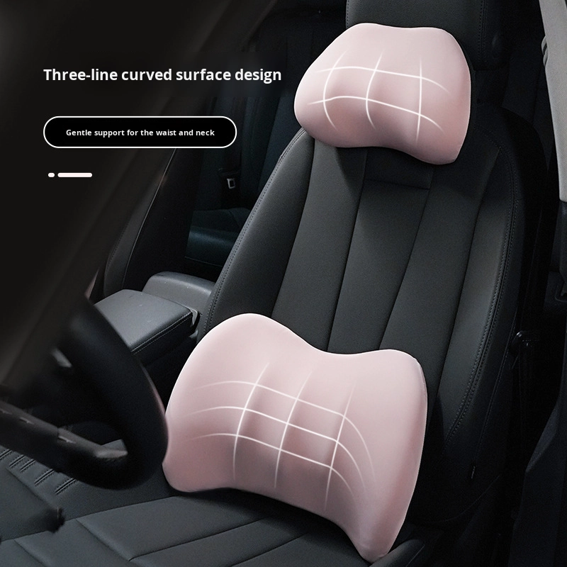Cooling Heating Car Seat Cushion Memory Foam Lumbar Support Long Sitting Neck Pillow Headrest Simple Ice Silk Design