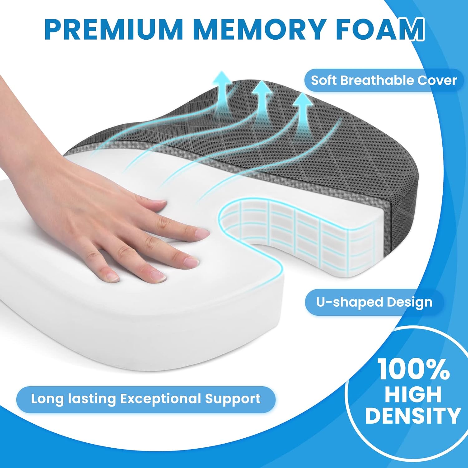 Memory Foam Seat Cushion for Sciatica Relief in Office and Car Seats