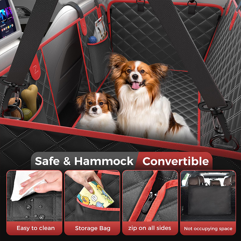 Dog Car Seat Cover Hard Bottom Back Seat Extender with Safety Belt, Heavy Duty Dog Hammock for SUV Truck Wholesale