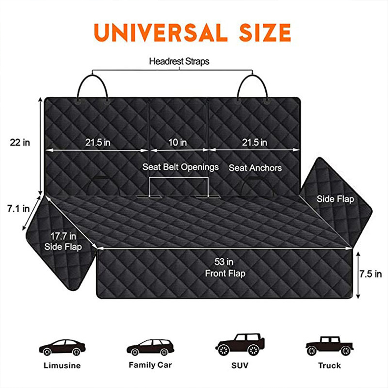 Universal Polyester Dog Car Seat Cover Rear for Sedan/Truck/Off-Road Vehicles All-Season Optimal Comfort Safety URANGE