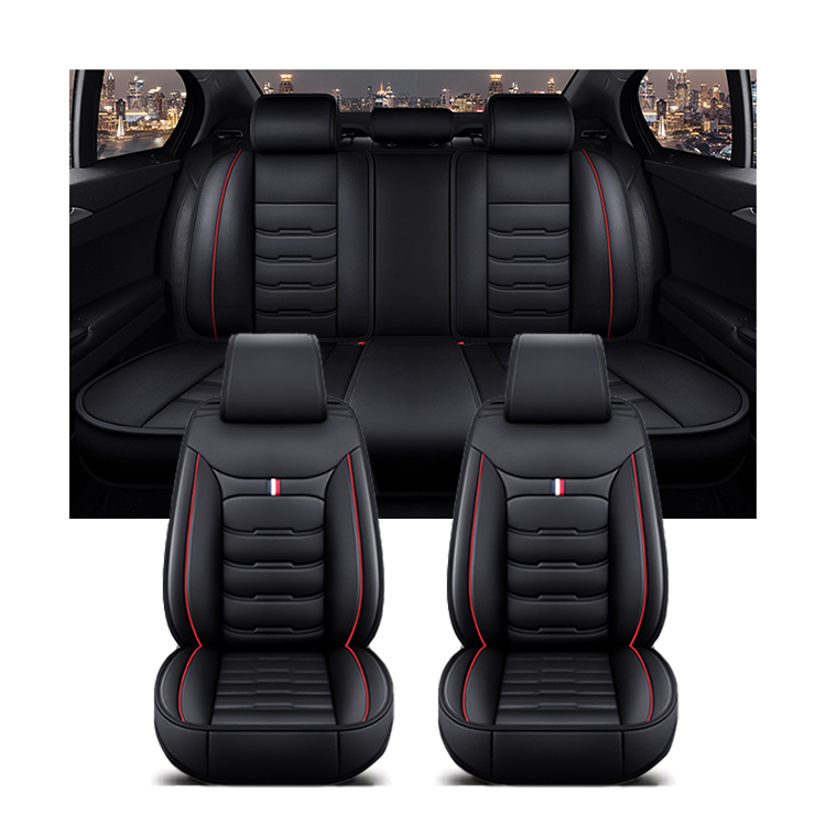 Seat Protector Waterproof Classic Car Seat Covers Universal Set Black and Red