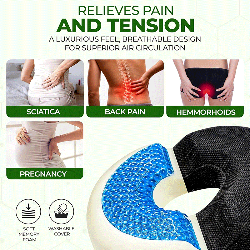 High Rebound Comfort Doughnut Cushion Foam and Gel Ring Cushion Soft Pillow Hemorrhoid Tailbone Seat Cushion for Sitting