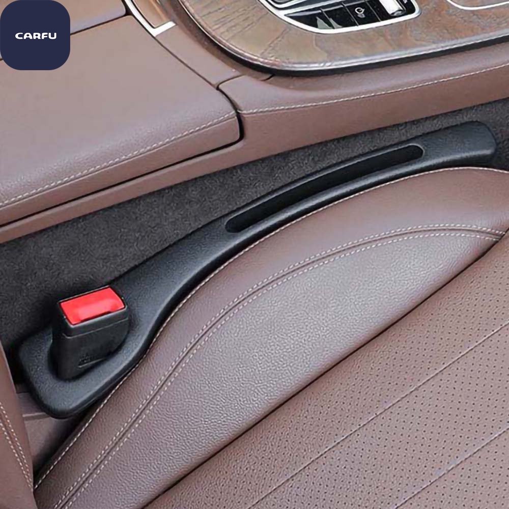 CARFU 2024 Universal Foldable Car Seat Gap Filler Organizer Phone Slot Leak-Proof Sealing Strip Soft Polyester Seat Side