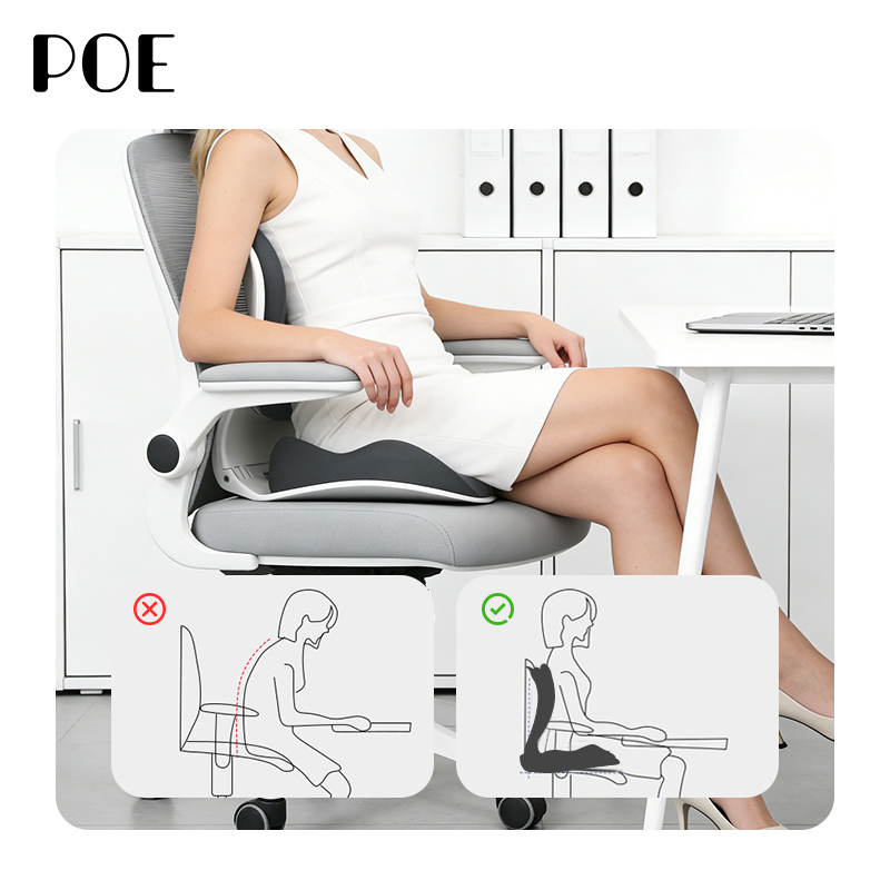 Collapsible Memory Foam Office Chair Cushion 100% Polyester Cover Ergonomic Design for Buttocks Support Removable Washable