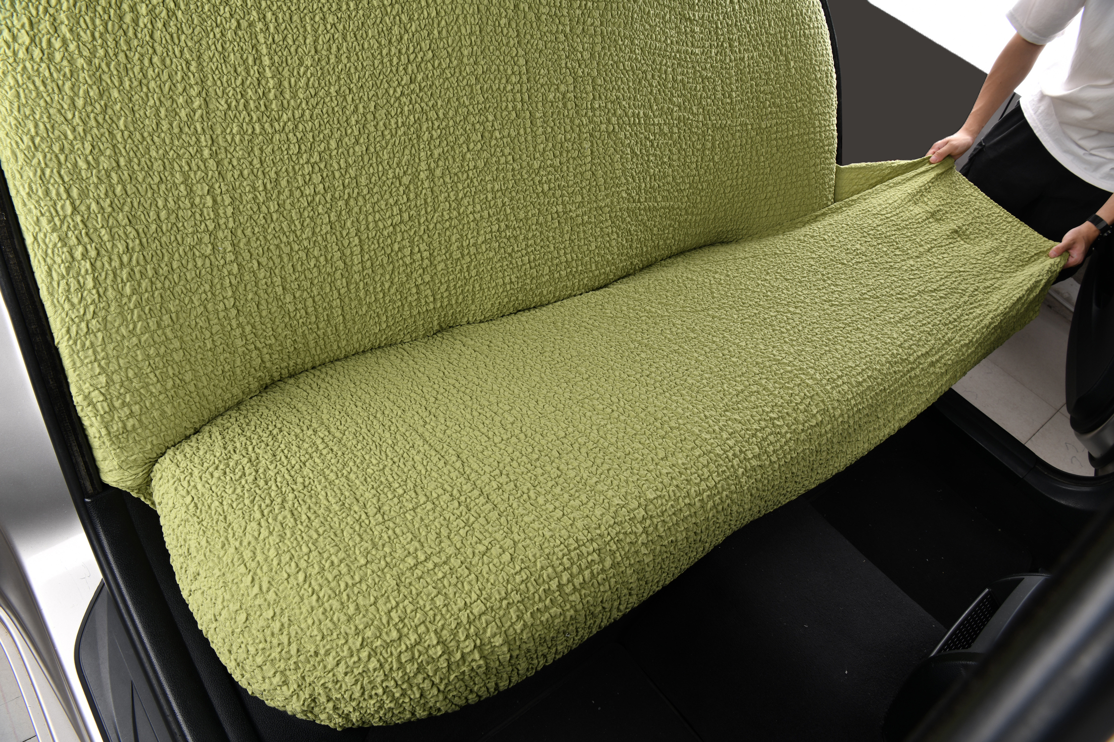 Bubble Fabric Universal Elastic Car Seat Cover Rear Seat of Car Fabric Dustproof Cushion Cover Backrest Headrest Integrated