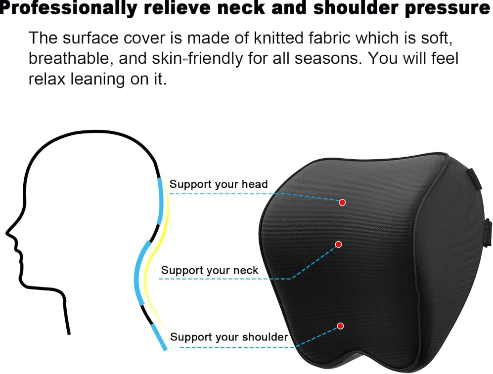 Ergonomic Memory Foam Car Headrest Pillow Soft Neck Support Cushion for Long Drive Comfort OEM ODM