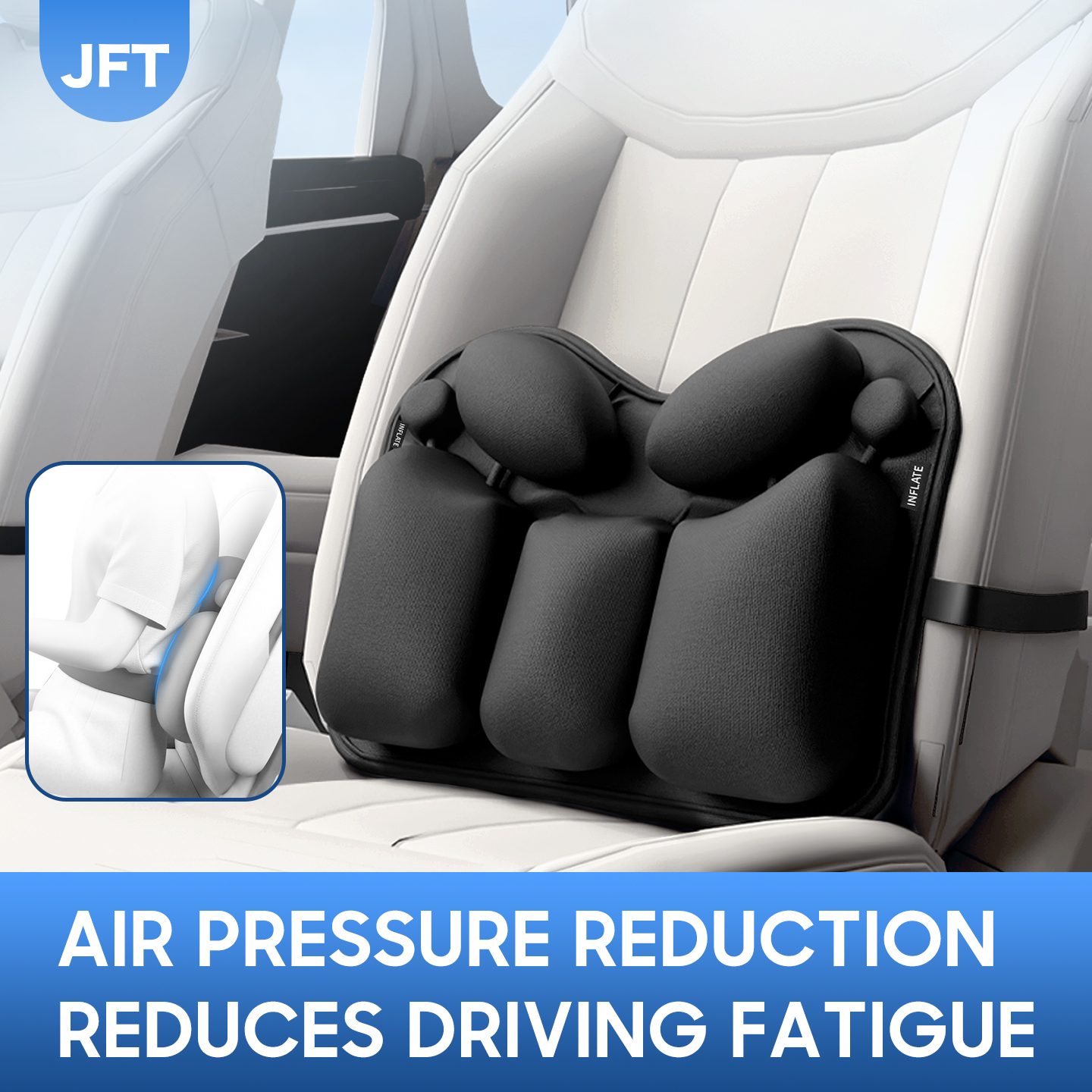 Inflatable Lumbar Support Pillow for Office Chair Car Seat Back Support Cushion with Airbag for Reducing Lower Back Pain