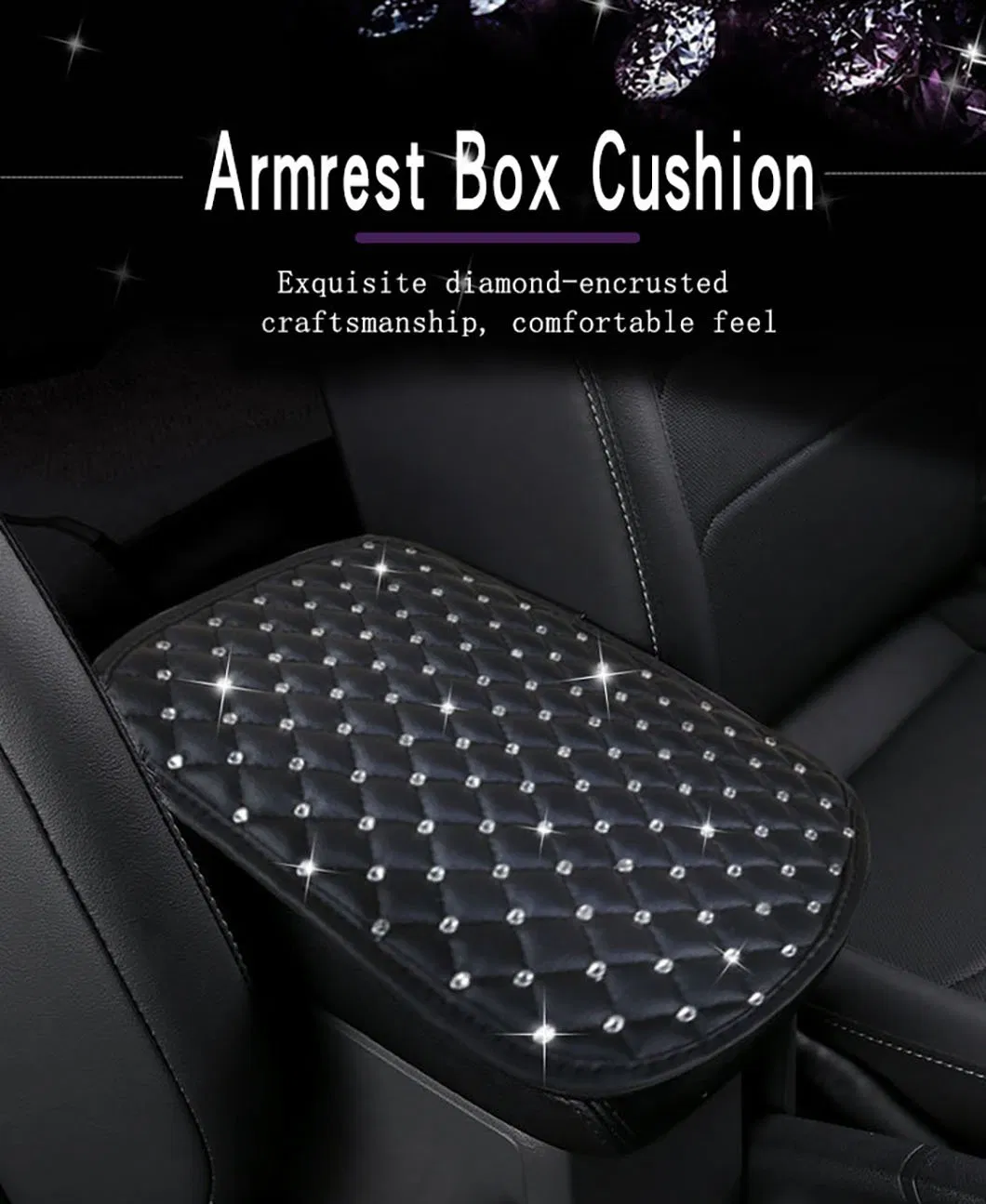Customizable Leather Car Armrest Cushion with Embroidery Design