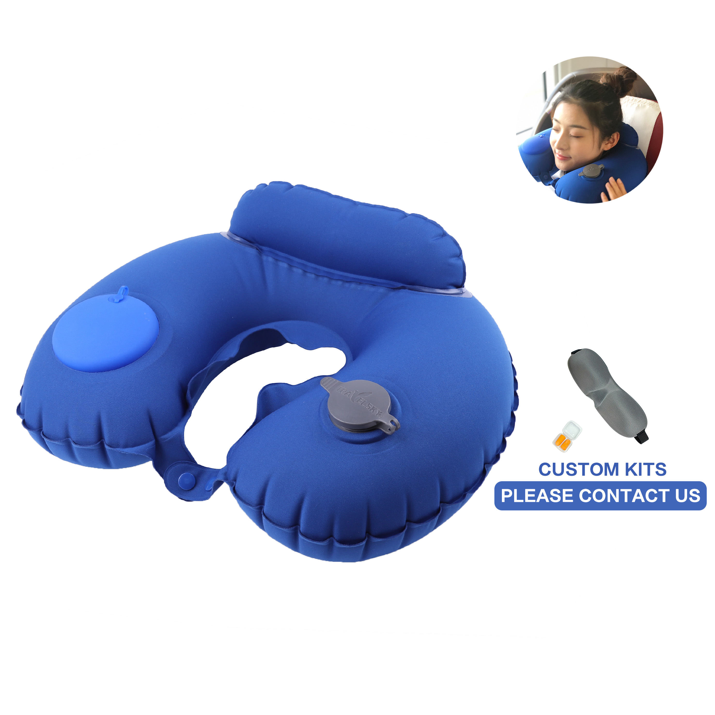 Ultra Soft Dual Valve Premium Inflatable Train Car Neck Pillow Traveling Pillows