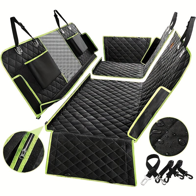 100% Waterproof Non-Slip 6-in-1 Dog Car Seat Cover Upgraded Oxford Protector for Car Back Seat Window Mesh Nonslip Design