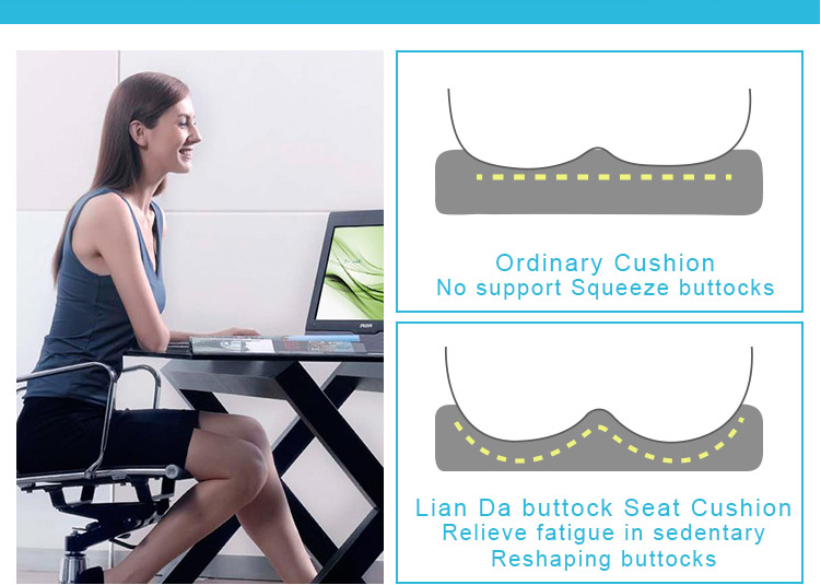 Factory Supply High Density Memory Foam Gel Seat Cushion Orthopedic U Shape Gel Butt Pillow Cooling Chair Seat Cushion