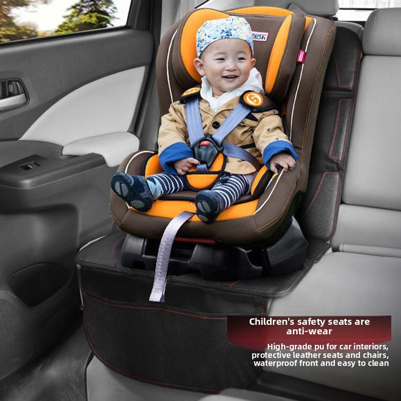 Portable Car Safety Seat Protective Mat Hot-Selling Kids Anti-Slip Cushion Cross-Border Leather Material Organized Storage
