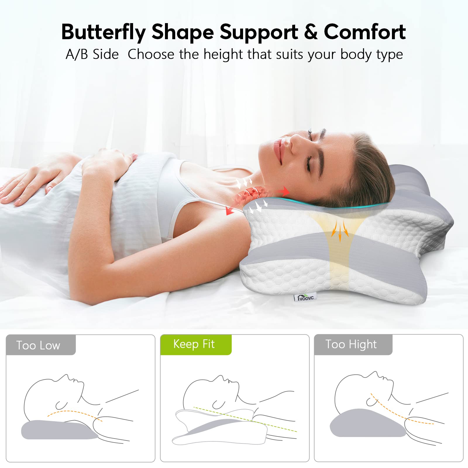 Custom LOGO Classic Bed Cervical Orthopedic Neck Rest Memory Foam Pillow Orthopedic Coccyx Contour Pillow