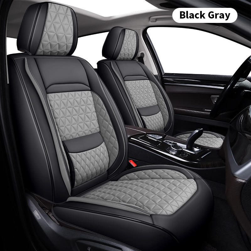 Soleway C-P-05 Premium Leather Car Seat Covers Luxury Universal Full Set Durable Waterproof Vehicle Interior Accessories