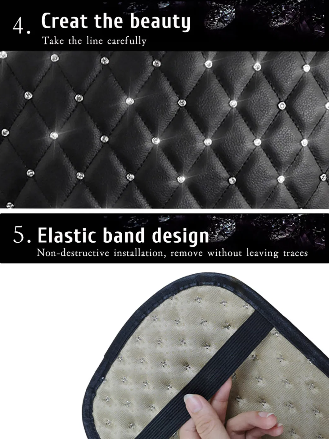 Customizable Leather Car Armrest Cushion with Embroidery Design
