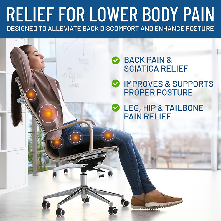 Ergonomic Memory Foam Seat Cushion Breathable Pain Relief Office Chair Cushion For Tailbone For Long Sitting Comfort