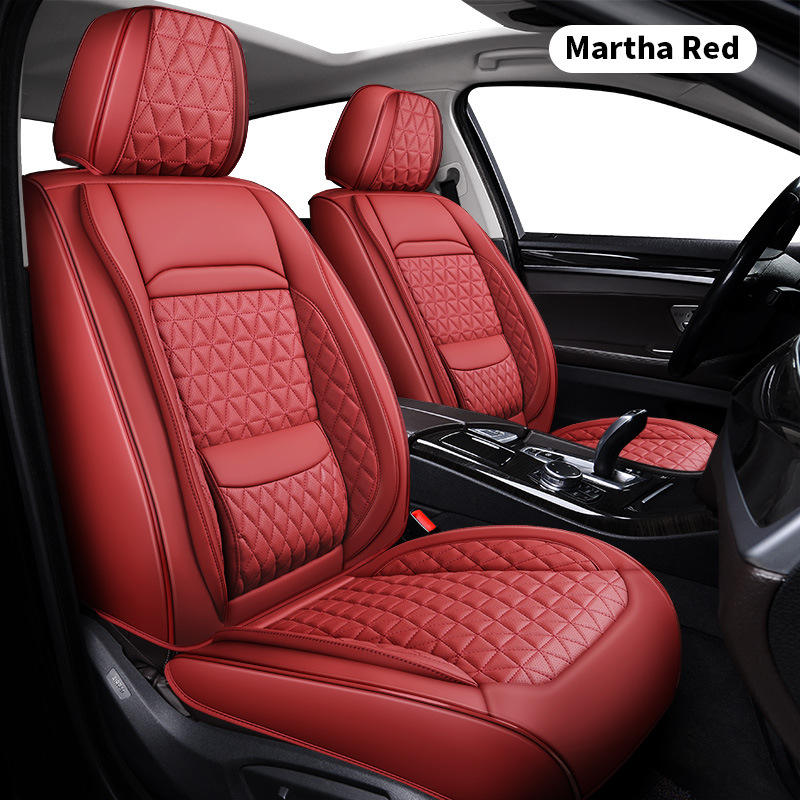 Soleway C-P-05 Premium Leather Car Seat Covers Luxury Universal Full Set Durable Waterproof Vehicle Interior Accessories