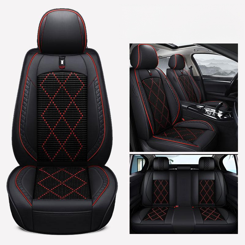 Luxury Diamond Stitched PVC Leather Car Seat Cover Universal Full Set Interior Decorative Protector OEM ODM