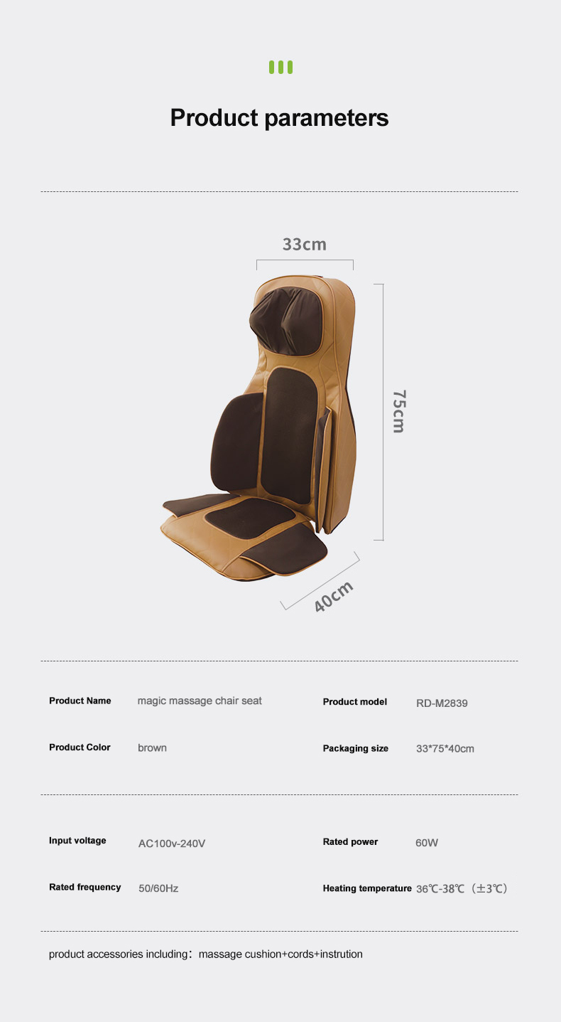 Detailed massage cushion functions