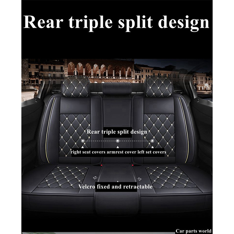3D Seats Car Covers Automobiles Seat Covers Protector PU Leather Front and Rear Full Set Universal Car Seat Cover