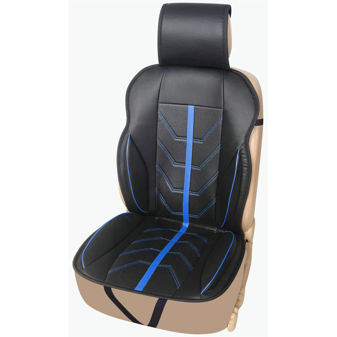 AG-C229 "Track" Perforated Synthetic Leather Car Seat Cushion with Armrest and Leg Support Pillow