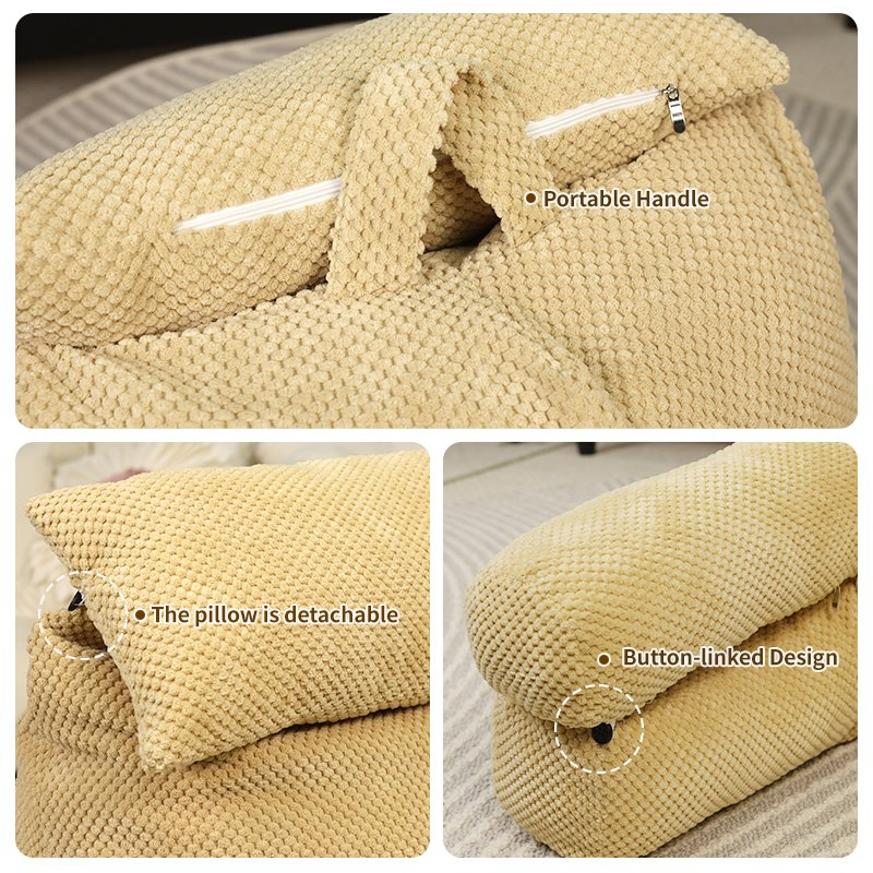 Bed Backrest Bedside Chair Seat Reading Pillow Lounger Lumbar Rest Back Pillow Cushion with Headrest and Armrest