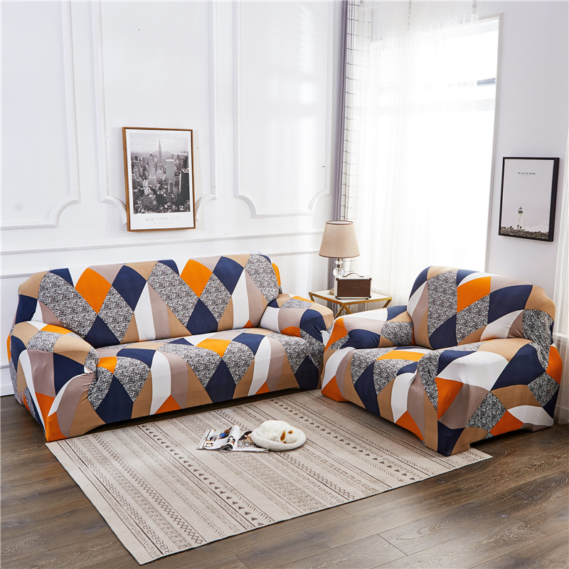 Polyester Spandex Pattern Elastic Stretchable Waterproof 2 Seater Living Room Sofa Couch Cover Seats Clipcover Set