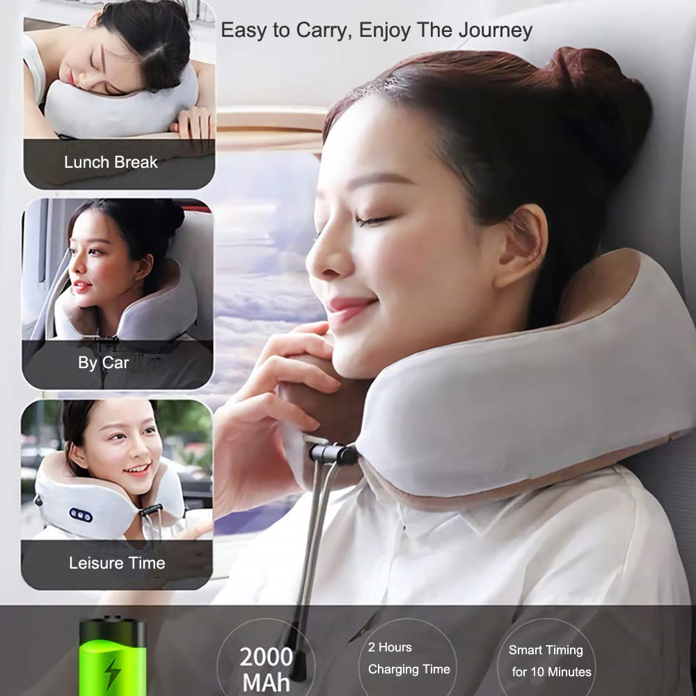 Electric Neck Massager U Shaped Pillow Multifunctional Portable Shoulder Cervical Massager Travel Home Car Relax Massage Pillow