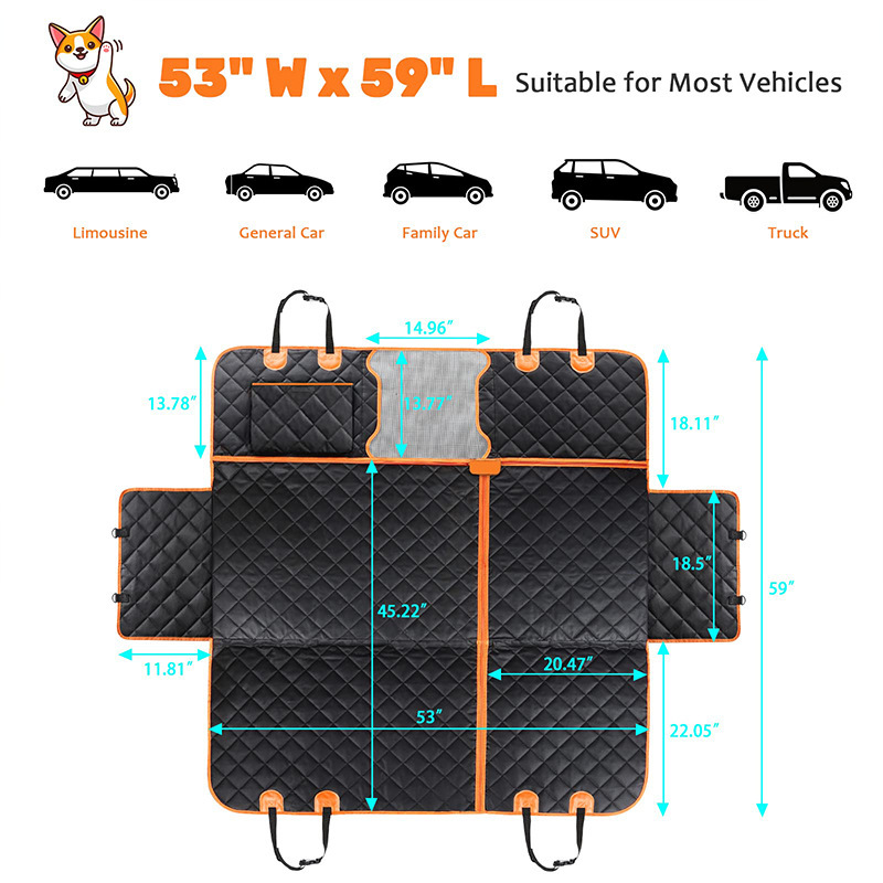 Wholesale Eco-Friendly Anti-Slip Luxury Waterproof Oxford Dog Car Seat Covers for Pet Backseat
